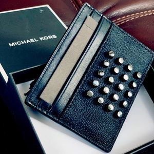 Michael Kors Jet Set Card Case Studded Wallet, NIB